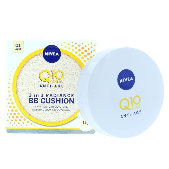 NIVEA Q10 Anti-Ageing Bb Cream Cushion Light, 24H Anti-Wrinkle Moisture, 15 g