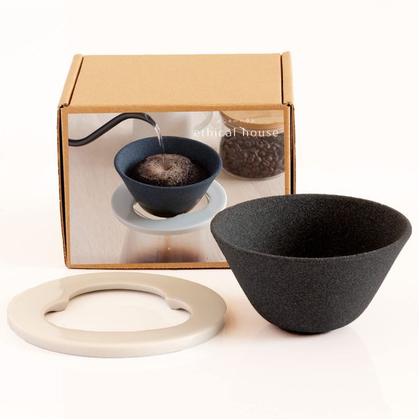 Hasamiyaki New Ceramic Coffee Filter & Dripper | Paper Filterless | Black | Gift Present EthicalHouse (Minimum Set)