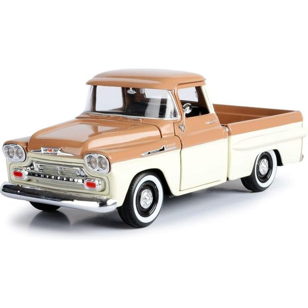 1958 Chevy Apache Fleetside Pickup Truck Brown and Beige 1/24 Diecast Model Car by Motormax 79311brn-bg