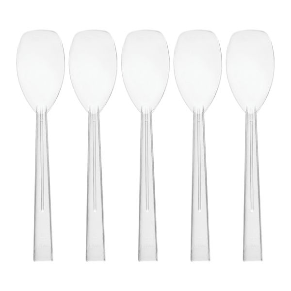 Party Essentials Hard Plastic 9" Serving Spoons, Clear, 12 Count
