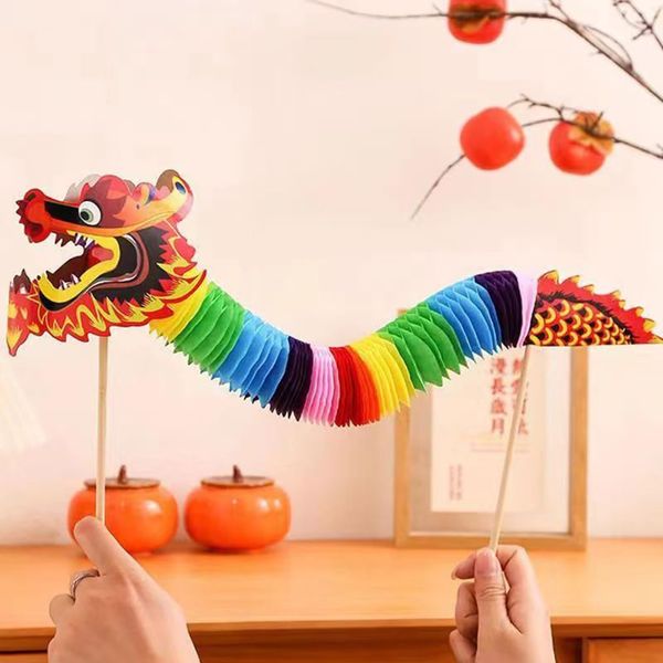 TOTIEJFJ 3D Dragon Hanging Paper Decoration(2pcsx2.6ft), Chinese New Year Dragon Garland Party Streamers, Spring Festival Dragon for Kids Livingroom Party Supplies (Small)