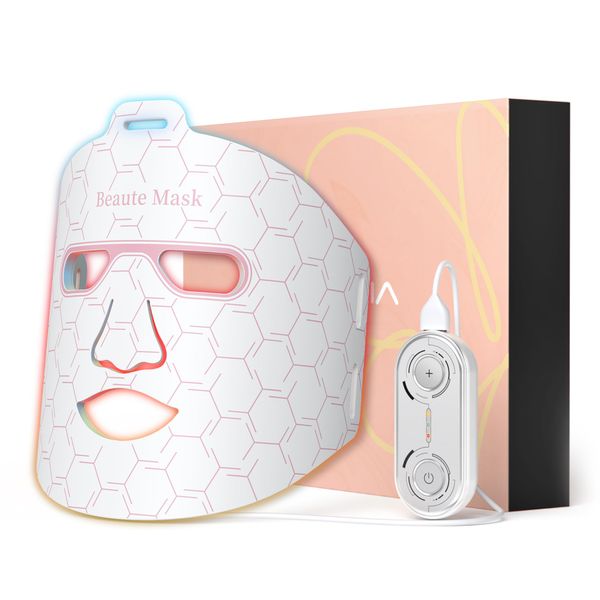 IBORRIA Led Face Mask Light Therapy, Near infrared Red & Blue & Yellow Light Therapy, Flexible Silicone Light Therapy Mask, Red Light Therapy for Face, Red Light Mask for at Home Face Masks Skincare