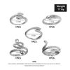 5-Piece Snake Ring, Open Adjustable Ring, Unique Ring, Snake Ring Set, Gothic Ring (Silver)