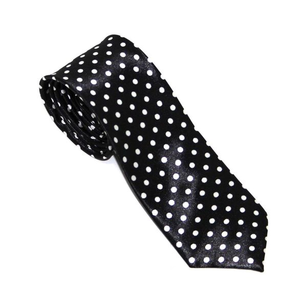 Novelty Black/White Polka Dot Slim 2 Inch Tie
