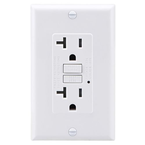 Baomain 1PCS GFCI 20 Amp Blank Face Wallplate Self-Test with Indicator Light Outlet Receptacl Receptacle UL Listed