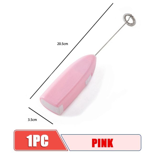 1pc Electric Egg Beater Milk Frother For Coffee Household Kitchen Mini  Stainless Steel Coffee Milk Tea Blender pink