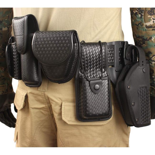 LytHarvest 10-in-1 Police Duty Utility Belt Rig, Security Guard Modular Law Enforcement Duty Belt with Pouches - Handcuff Case, Radio Pouch, Pistol Holster, Glove Pouch, Light Holder (Medium)