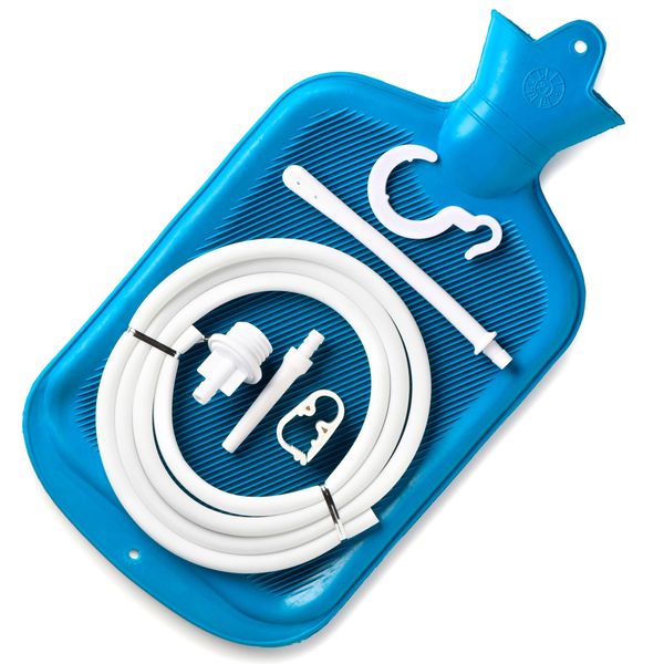 Cleanstream Water Bottle Enema Kit, Enema Cleaning Kit for Men and Women, 2 Nozzles, 5ft Silicone Nozzle, 1 Bag, Blue