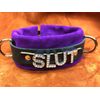 Custom Purple Locking Suede Leather"Slut" Choker with Leash