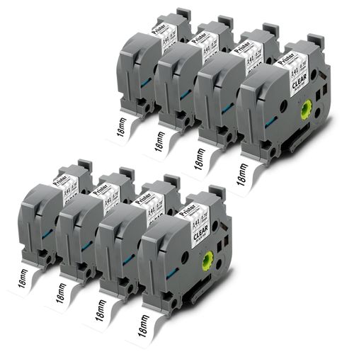 Pristar 8 Pack Tz Tape 18mm 0.7 Inch Laminated Clear TZe-141 TZ-141 Compatible for Brother P Touch TZe Tape for PTD400 PTD600 PTD1880 PT1890W Label Maker 18 mm Label Tape, 3/4 Inch x 26.2 ft