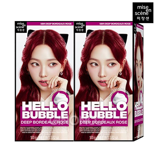 Mise en scene New Hello Bubble 5BR Deep Bordeaux x2 Hair Dye Red Wine Brown Low-irritation Shag Self