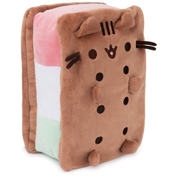 GUND Pusheen Neapolitan Ice Cream Sandwich Pusheen Plush, Stuffed Animal for Ages 8 and Up, Brown, 9.5”