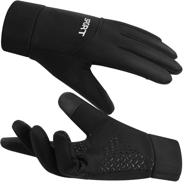 Outdoor Gloves, Cold Protection, Men's, Winter Water Repellent, Highly Sensitive Touch Panel Compatible, 360° Cold Insulation, Temperature Retention of -10 °C, Motorcycle Gloves, Sports, Fleece-Lined,