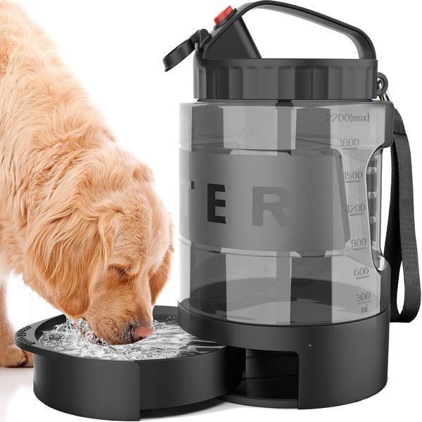 77oz Travel Water Bowl for Dogs, Dog Water Bottle Dog Water Dispenser for Camping Hiking with Pull-Out Portable Drinking Bowl for Large Dogs