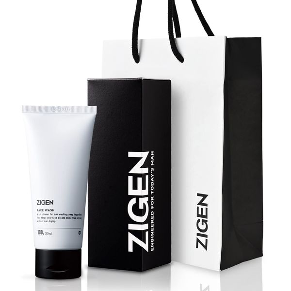 ZIGEN Men's Face Wash, Beauty Formula, Scrub Face Wash, Rough Skin, Pores, Blackheads, Sebum, No Lathering, Soap Base, Sensitive Skin, Gift, Box and Paper Bag Included