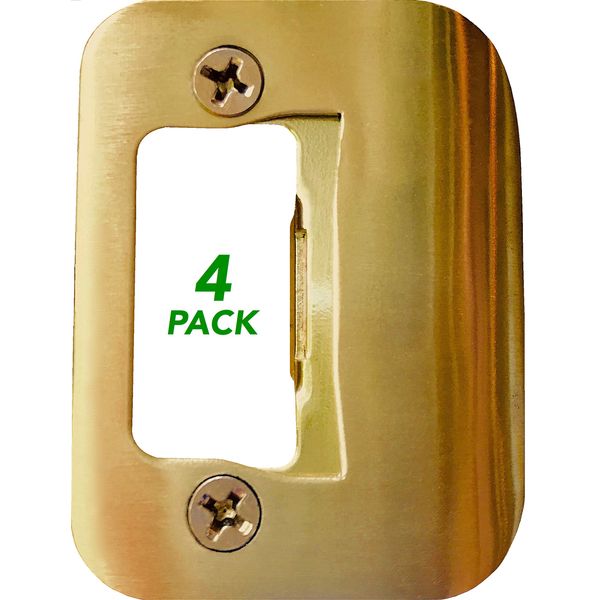 4-Pack Gator Door Latch Restorer - Strike Plate (Bright Brass)