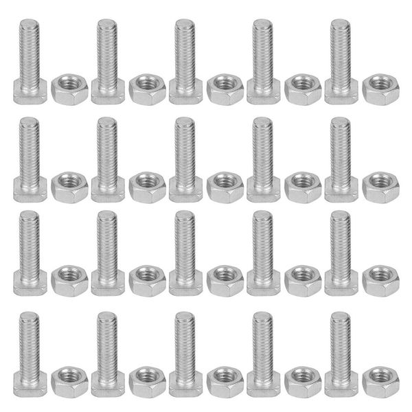 DEWIN Greenhouse Accessories, Aluminium Nuts Bolts M6x22 Bolts and M6 Nut Aluminium Nuts and Bolts Set Tool Accessory for Greenhouse 22mm 20 Set