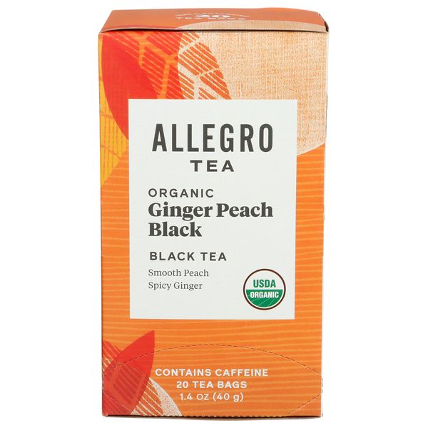 Allegro Tea, Organic Ginger Peach Black Tea Bags, 20 ct