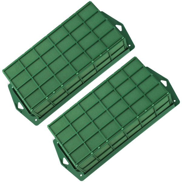 Hahood 2 Packs Floral Foam Cage Rectangle Flower Cage Holders with Floral Foam Floral Arrangement Supplies for Fresh Flowers, Home Weeding Decorations, 11.8 x 4.3 x 3.1 Inches