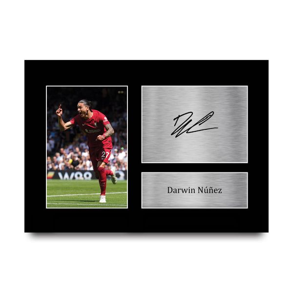 HWC Trading A4 Darwin Nunez Liverpool Gifts Printed Signed Autograph Picture for Football Fans and Supporters - A4