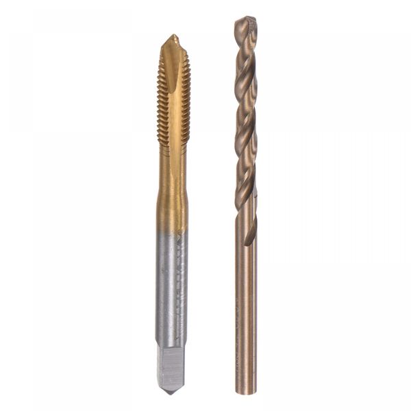 sourcing map M5 x 0.8 Spiral Point Thread Tap and 4.2mm Drill Bit Set, Metric Titanium Plated Cobalt High Speed Steel Machine Screw Thread Tap Threading Tool