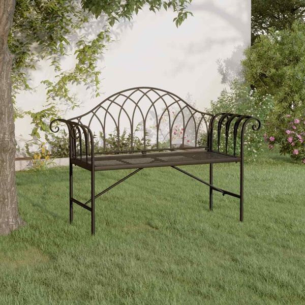 2-Seater Patio Bench Loveseat Outdoor Garden Furniture Black Steel vidaXL