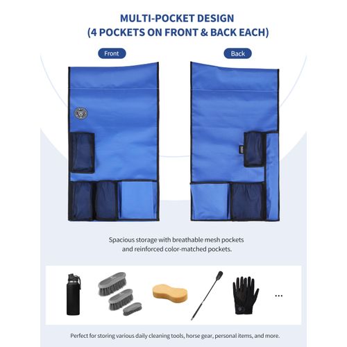 Harrison Howard Saddle Rack Saver with Storage Pockets Horse Tack Storage Accessory for Portable Saddle Rack（Saddle Rack not Included） Champion Blue