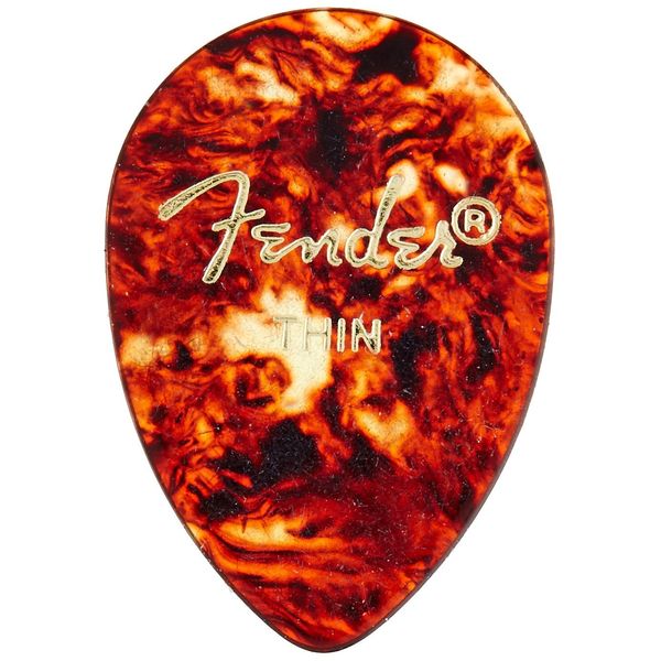 Fender Classic Celluloid Guitar Picks 358 Shape, Guitar Accessories, Tortoise Shell, Thin, 12-Pack