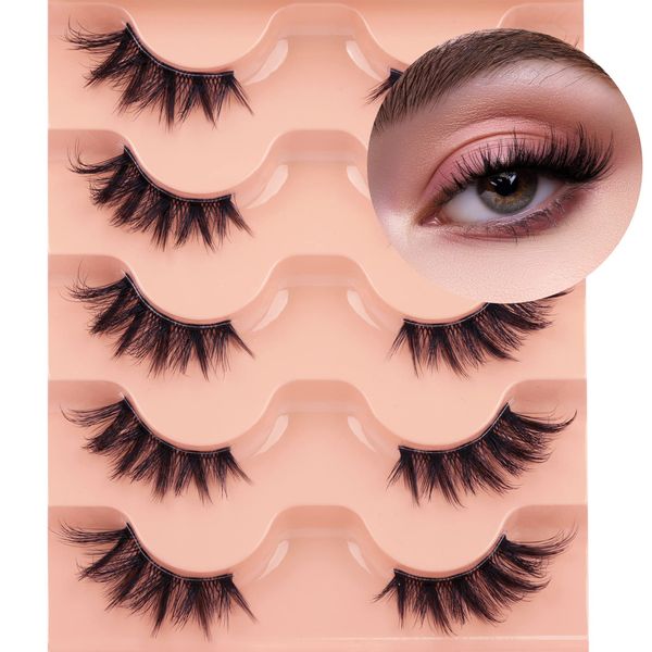 Halbe Wimpern Künstliche Wimpern Natürlich Half Lashes Cat Eye Clear Band Lashes Katzenauge Wimpern Manga Lashes Falsche Wimpern 3D Fake Lashes 5 Pairs