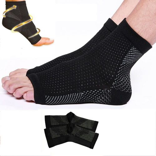 TAHA 2x Foot Angel Ankle Compression Sleeve Anti Fatigue Heel Arch Relief Socks L/XL.