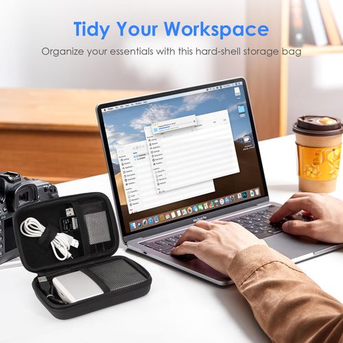 LENTION External Hard Drive Case for Solid State Drive EVA Shockproof Waterproof Storage 2.5 inch Hard Drive Laptop Power Adapter,Power Bank, Phone Charger, Wireless Mouse Travel Cord Organizer