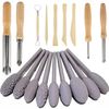 Clay Texture Roller for Art Projects,5/9/18pcs Modeling Pattern Rollers Kit, Single Head/Double Head, Roller Stick, Clay Bead Roller,Clay Texture Tools for Art (Single Head 9pcs+Pottery Tools 9pcs)