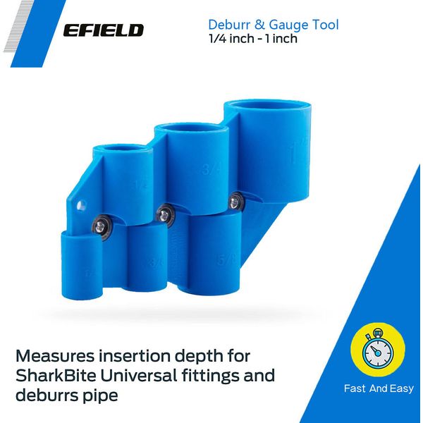 Efield 1/4"-1" Deburring Pipe and Depth Gauge Tool For Copper, CPVC, PE PIPE