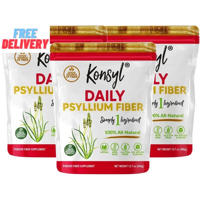 Daily Psyllium Fiber, 3 Pack, 360G Gusset Bag, Gluten Free, Non GMO, Keto Friend