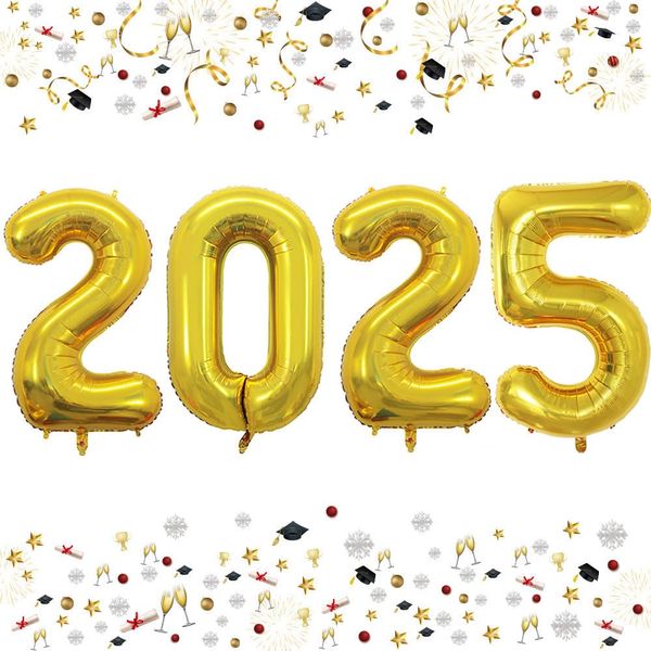 GOER 42 Inch 2025 Gold Foil Number Balloons for 2025 New Year Eve Festival Party Supplies Graduation Decorations