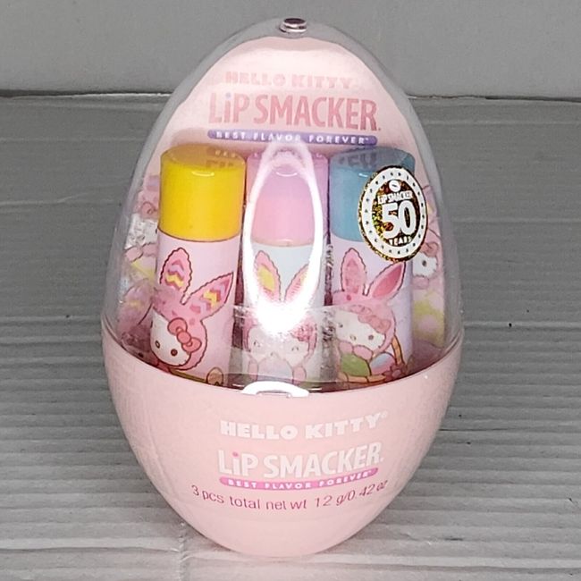 New Hello Kitty by Sanrio Lip Smacker Easter Egg Lip Balm Trio Lemon Candy Berry