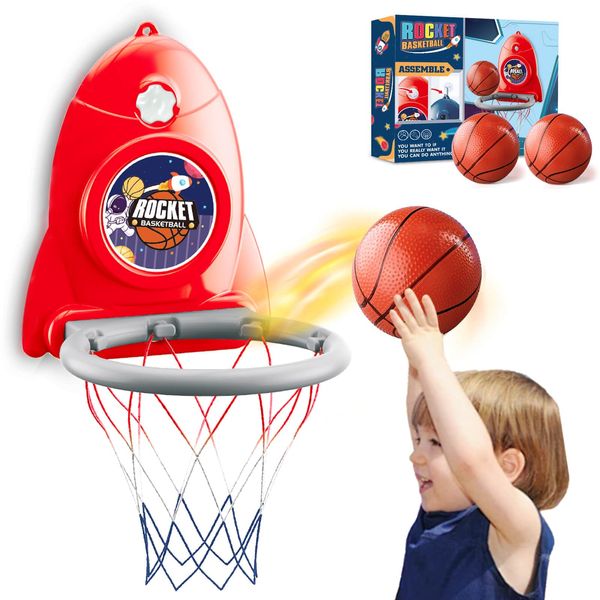 Aooess Basketball Hoop Indoor Toys for Kids 3 4 5 Boys: Toddler Basketball Hoop Indoor Wall Mount Basketball Hoop Suction Cup Basketball Hoop Toys for 3 Year Old Boy Gifts for 3-8 Year Old Boys, Red