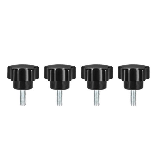 sourcing map 4 Pcs Star Knobs Grips M6 x 20mm Male Thread Steel Zinc Stud Replacement PP