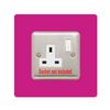 Single Socket Surround | Square | Acrylic Back Panel or Finger Plate | Light Switch Plug (Pink)