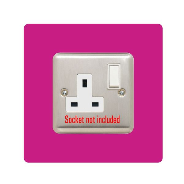Single Socket Surround | Square | Acrylic Back Panel or Finger Plate | Light Switch Plug (Pink)