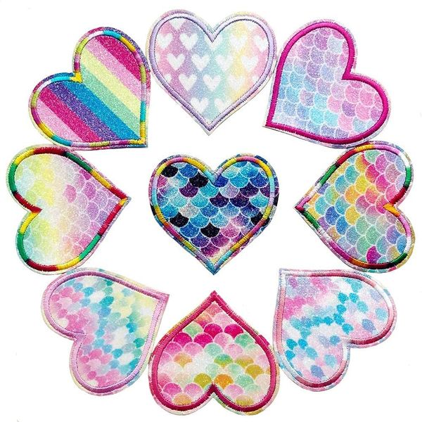 TIANYING Fashionable Iron Heart Patch, Applique Cute Embroidery Patch, Decorative Patch, DIY Clothes Repair, School Admission Mark (Heart Patch, Set of 18)