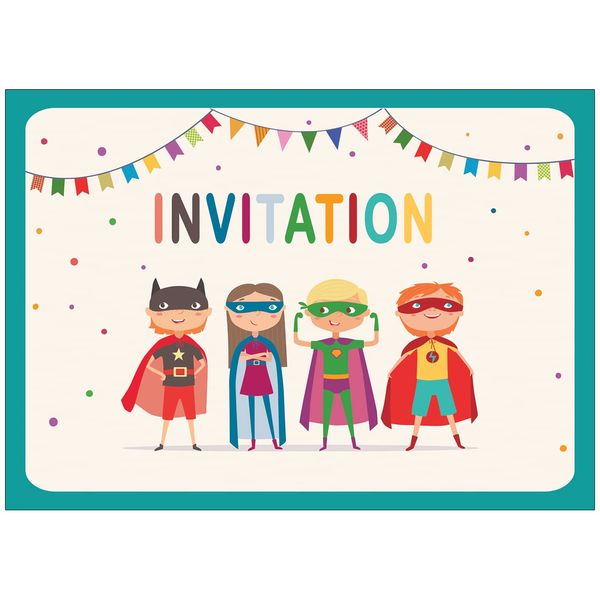 the lazy panda card company 20 Superhero Invitations for Boys or Girls Children's Birthday Party Invites made from Recycled Paper