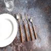 16Pc Cutlery Set Wood Grain Effect Tableware Stainless Steel ABS Handle - BWD
