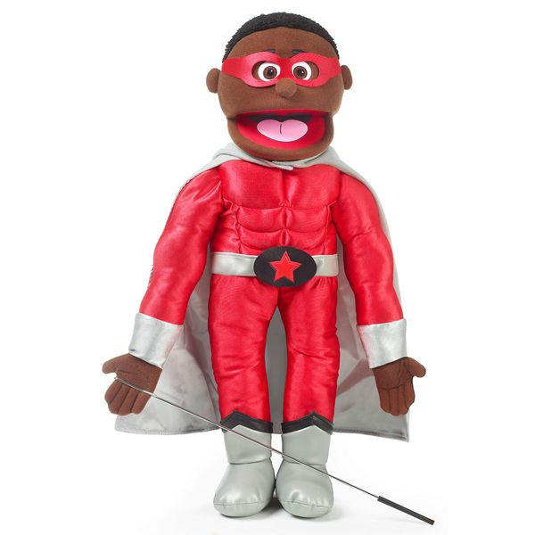 25" Superhero Boy, Black, Full Body, Ventriloquist Style Puppet