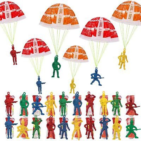 60 Pieces Parachute Toy, Army Men Action Figures Hand Throwing Kids Outdoor G...