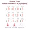 False Nails Medium Length, Acrylic French Stick on Nails, 24pcs Almond Pink Press On Nails with Glue Elegant Ballet Heart Design Sweet Fake Nails for Women Girls