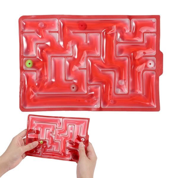 lasuroa Gel Maze Sensory Toys, Fidget Marble Maze Filled with Liquid Funny Sensory Relaxation Toy Calming Sensory Toy Autism Tactile Toy Fidget Toys Squeeze Toy for Autistic Kids (Red)