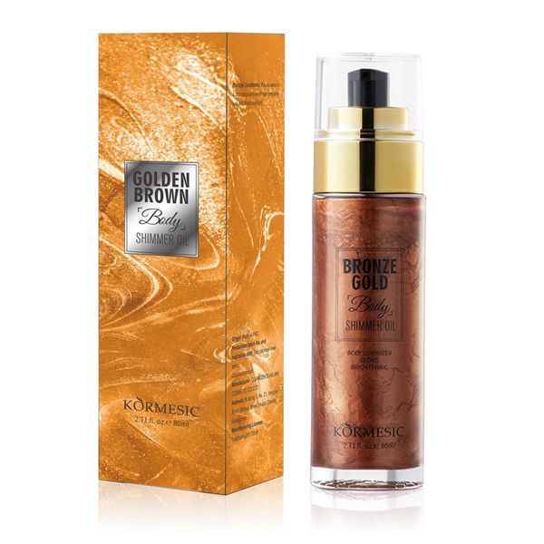 EONFAVE Highlighter Öl, Flüssige Textur Body Luminizer Schimmeröl Highlighter Make Up Natürliche Feuchtigkeit Körper Glitzer Oil, Diamant Glänzend Liquid Highlighter Body Flüssig, Goldbraun