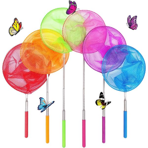 6 Pack Telescopic Insect Catching Nets,Butterfly Nets,Fishing Nets,Nature Exploration Toys for Kids Outdoor Playing