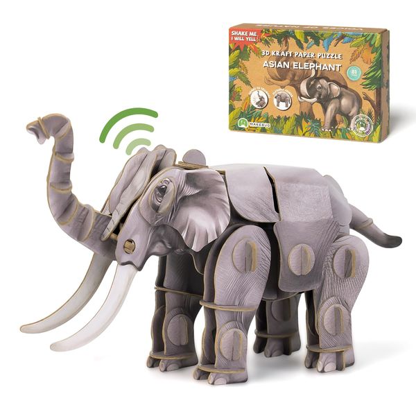 MAKEBUG Elephant Toy Paper 3D Puzzles with Sound, Gift Toys for Kids Ages 8-12 Years Old,…